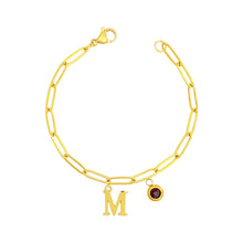 Alphabet Birthstone Paperclip Bracelet Gold (H-N) aishawng
