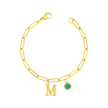 Alphabet Birthstone Paperclip Bracelet Gold (H-N) aishawng