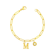 Alphabet Birthstone Paperclip Bracelet Gold (H-N) aishawng