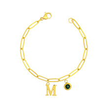 Alphabet Birthstone Paperclip Bracelet Gold (H-N) aishawng
