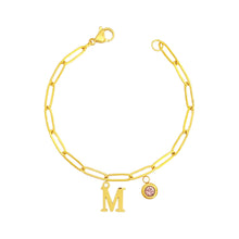 Alphabet Birthstone Paperclip Bracelet Gold (H-N) aishawng