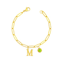 Alphabet Birthstone Paperclip Bracelet Gold (H-N) aishawng