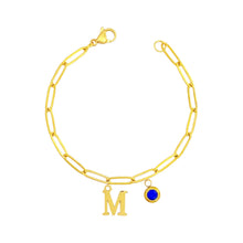 Alphabet Birthstone Paperclip Bracelet Gold (H-N) aishawng