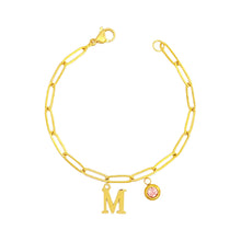 Alphabet Birthstone Paperclip Bracelet Gold (H-N) aishawng