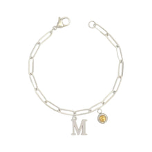 Alphabet Birthstone Paperclip Bracelet Silver (H-N)