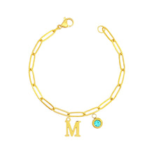Alphabet Birthstone Paperclip Bracelet Gold (H-N) aishawng