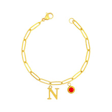 Alphabet Birthstone Paperclip Bracelet Gold (H-N) aishawng