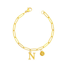 Alphabet Birthstone Paperclip Bracelet Gold (H-N) aishawng