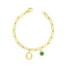 Alphabet Birthstone Paperclip Bracelet Gold (O-U) aishawng