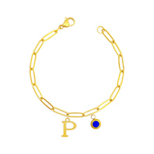 Alphabet Birthstone Paperclip Bracelet Gold (O-U) aishawng