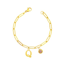 Alphabet Birthstone Paperclip Bracelet Gold (O-U) aishawng