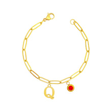 Alphabet Birthstone Paperclip Bracelet Gold (O-U) aishawng