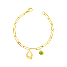 Alphabet Birthstone Paperclip Bracelet Gold (O-U) aishawng