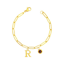 Alphabet Birthstone Paperclip Bracelet Gold (O-U) aishawng