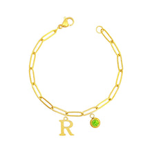 Alphabet Birthstone Paperclip Bracelet Gold (O-U) aishawng