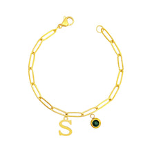 Alphabet Birthstone Paperclip Bracelet Gold (O-U) aishawng