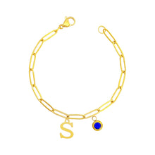 Alphabet Birthstone Paperclip Bracelet Gold (O-U) aishawng