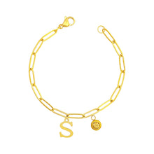 Alphabet Birthstone Paperclip Bracelet Gold (O-U) aishawng