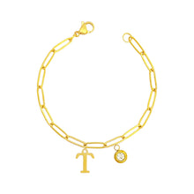 Alphabet Birthstone Paperclip Bracelet Gold (O-U) aishawng