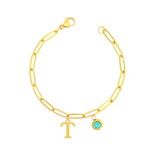 Alphabet Birthstone Paperclip Bracelet Gold (O-U) aishawng