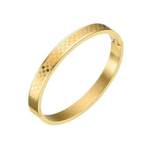 Checkered Textured Hinged Bangle Bracelet