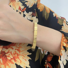 Checkered Textured Hinged Bangle Bracelet