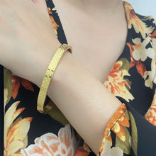 Checkered Textured Hinged Bangle Bracelet