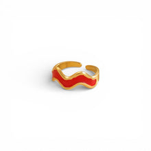 Coloured Wavy Adjustable Ring Rings