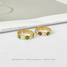 Duo Color Flower Adjustable Ring