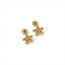 Gold Flower Barbell Earring
