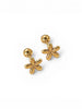 Gold Flower Barbell Earring