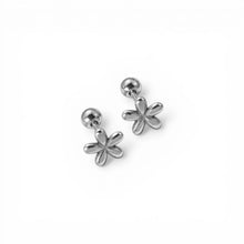 Silver Flower Barbell Earrings