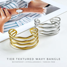 Tier Textured Wavy Bangle Bracelets