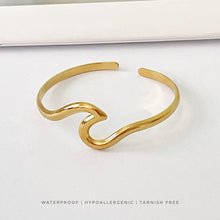 Wave Open Bangle Bracelets