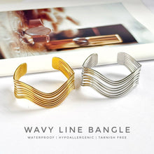Wavy Line Open Bangle Bracelets
