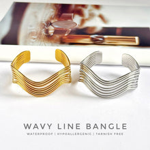 Wavy Line Open Bangle Bracelets