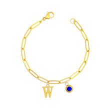 Alphabet Birthstone Paperclip Bracelet Gold (V-Z) Bracelets