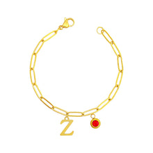 Alphabet Birthstone Paperclip Bracelet Gold (V-Z) Bracelets