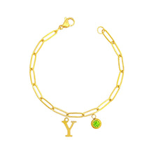 Alphabet Birthstone Paperclip Bracelet Gold (V-Z) Bracelets