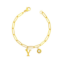 Alphabet Birthstone Paperclip Bracelet Gold (V-Z) Bracelets