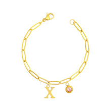 Alphabet Birthstone Paperclip Bracelet Gold (V-Z) Bracelets
