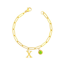 Alphabet Birthstone Paperclip Bracelet Gold (V-Z) Bracelets