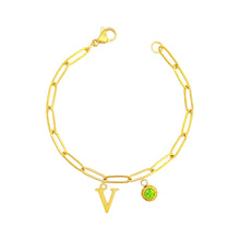 Alphabet Birthstone Paperclip Bracelet Gold (V-Z) Bracelets
