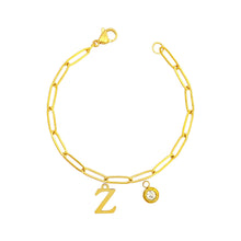 Alphabet Birthstone Paperclip Bracelet Gold (V-Z) Bracelets