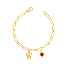 Alphabet Birthstone Paperclip Bracelet Gold (V-Z) Bracelets