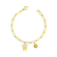 Alphabet Birthstone Paperclip Bracelet Gold (V-Z) Bracelets