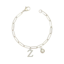 Alphabet Birthstone Paperclip Bracelet Silver (V-Z) Bracelets