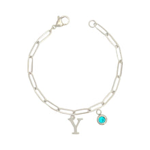 Alphabet Birthstone Paperclip Bracelet Silver (V-Z) Bracelets