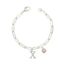 Alphabet Birthstone Paperclip Bracelet Silver (V-Z) Bracelets