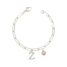 Alphabet Birthstone Paperclip Bracelet Silver (V-Z) Bracelets